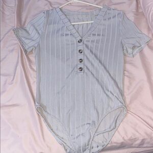 Striped Gray/creambuttons body suit